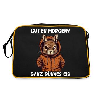 Eichhörnchen Baumhörnchen Squirrel - Retro Tasche - Schwarz/Gold - Hinten