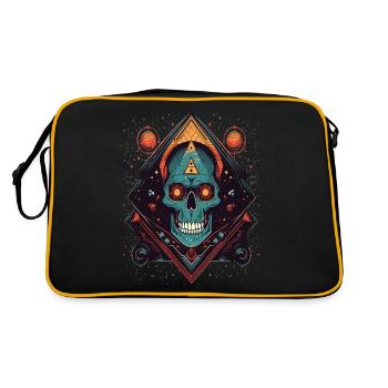 Psychedelic space skull colorful Art - Retro Bag - black/gold - Back