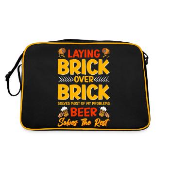 Masonry, masonry, bricklayer, apprentice, mason, master - Retro Bag - black/gold - Back
