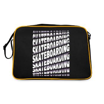 Skateboarding Skate Skater Skateboard Sk8 Schrift - Retro Tasche - Schwarz/Gold - Hinten
