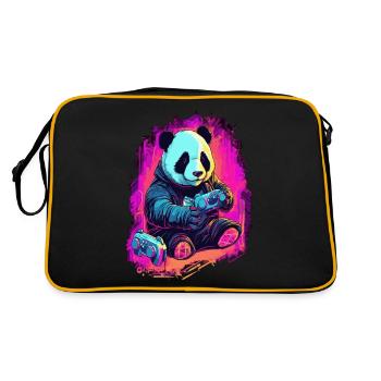 cute fat japanese Panda gamer Play Consol - Retro Tasche - Schwarz/Gold - Hinten