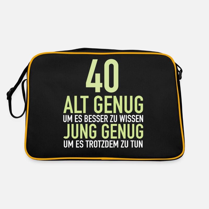 Geschenk 40 Jahre Geburtstagskind - Retro Tasche - Schwarz/Gold