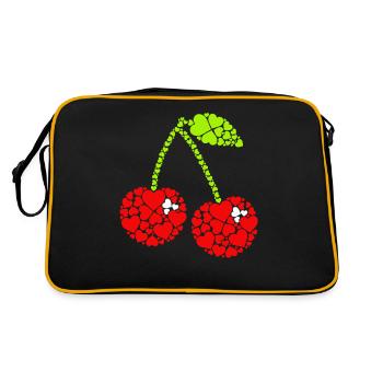 Cherry Fruit Cherries Cherry - Retro Bag - black/gold - Back