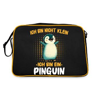 Pinguin Zwergpinguine Kaiserpinguin - Retro Tasche - Schwarz/Gold - Hinten