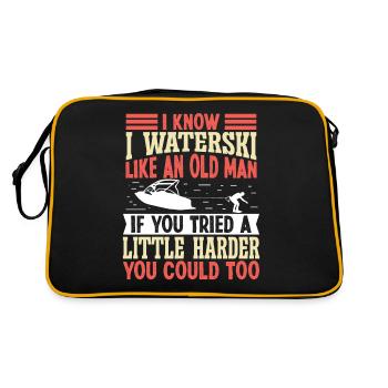 I waterski like an old man - Retro Tasche - Schwarz/Gold - Hinten