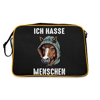Pferd Reiten Pferdereiten Reiter Pferde Reitsport - Retro Tasche - Schwarz/Gold - Hinten