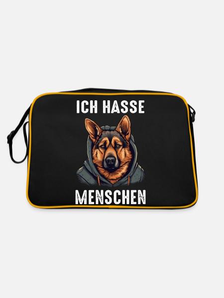 Deutscher Schäferhund Hund Malinois - Retro Tasche - Schwarz/Gold