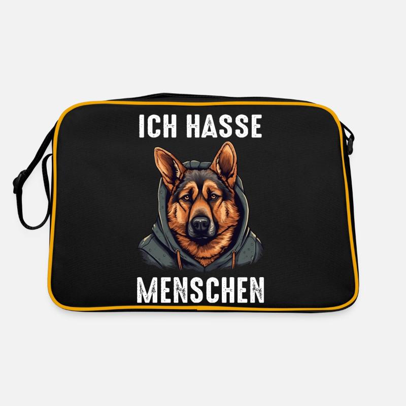 Deutscher Schäferhund Hund Malinois - Retro Tasche - Schwarz/Gold