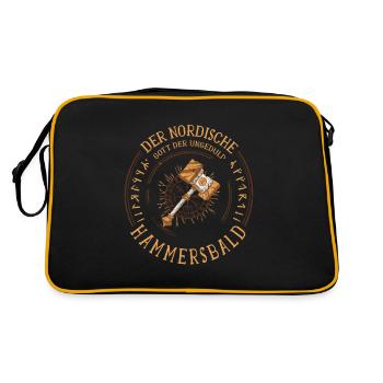 Hammersbald Nordische Mythologie Wikinger Ungeduld - Retro Tasche - Schwarz/Gold - Hinten