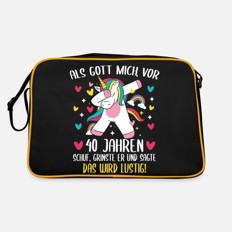 Geschenk 40 Jahre Geburtstagskind - Retro Tasche - Schwarz/Gold