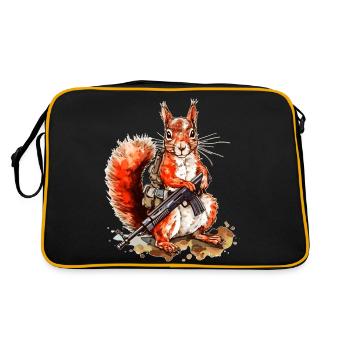 Squirrel with machine gun is armed - Retro Bag - black/gold - Back