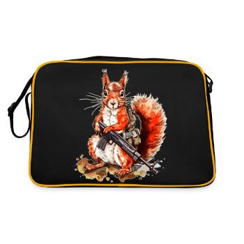 Squirrel is determined and heavily armed - Retro Bag - black/gold - Back