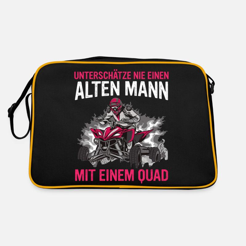 Quad Quadfahrer ATV Quad - Retro Tasche - Schwarz/Gold
