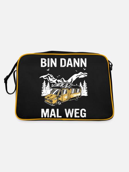 Camping Wohnwagen Camper - Retro Tasche - Schwarz/Gold - Hinten