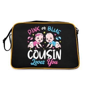 Cousin rose ou bleu aime votre bébé Gender Reveal - Sac Retro - noir/or - Dos