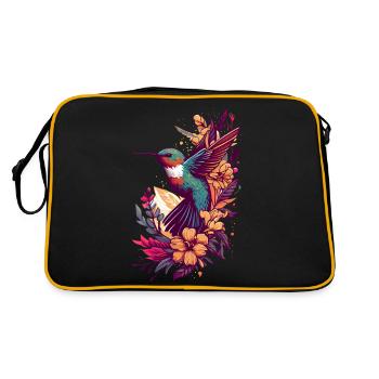 Hummingbird Hummingbird Bird Hummingbird Animal - Retro Bag - black/gold - Back