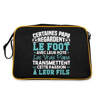 Leidenschaft Fußball vom Vater zum Sohn Humorgeschenk - Retro Tasche - Schwarz/Gold - Hinten