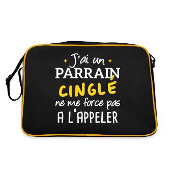 J'ai un parrain cinglé humour cadeau - Sac Retro - noir/or - Dos