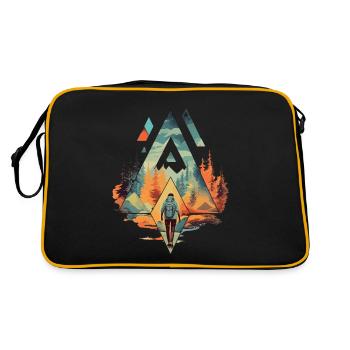 Wandern Berge Geometrie Bunt - Retro Tasche - Schwarz/Gold - Hinten