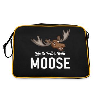 Life is better with moose! Funny moose saying - Retro Bag - black/gold - Back