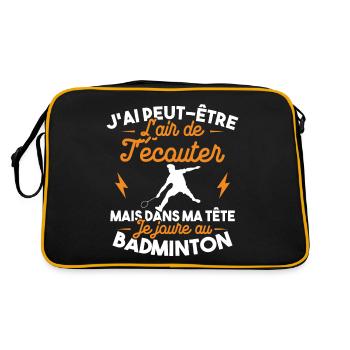 Dans ma tête je joue au Badminton - Sac Retro - noir/or - Dos