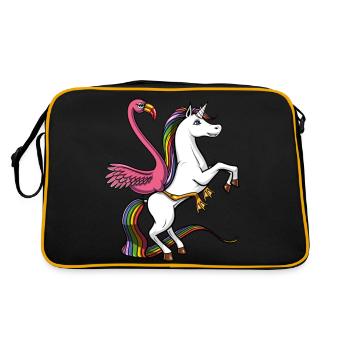 Flamingo Bird Riding Licorne magique - Sac Retro - noir/or - Dos