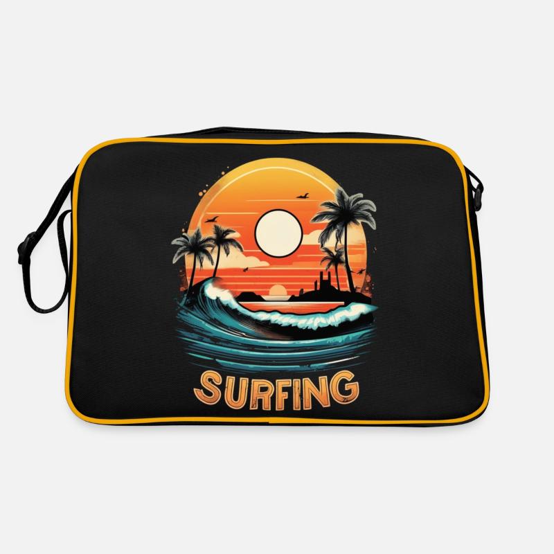 Surfing Beach Palm Tree Sunshine Holidays Retro Bag