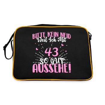 Bitte kein Neid weil mit 43 Jahren gut aussehe - Retro Tasche - Schwarz/Gold - Hinten