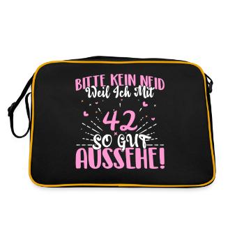 Bitte kein neid weil ich mit 42 so gut aussehe! - Retro Tasche - Schwarz/Gold - Hinten