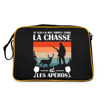 Un mec simple j aime la chasse et les apéros - Sac Retro - noir/or - Dos