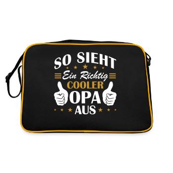 So sieht ein richtig cooler opa aus - Retro Tasche - Schwarz/Gold - Hinten