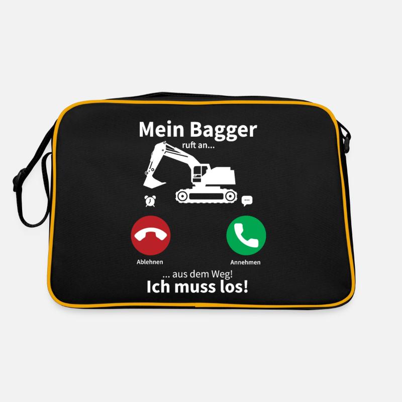 Mein bagger ruft an und ich muss gehen - Retro Tasche - Schwarz/Gold
