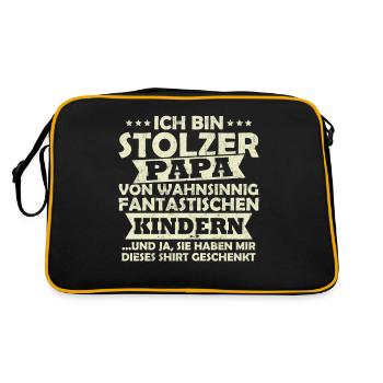 Ich bin stolzer Papa von wahnsinnig fantastischen - Retro Tasche - Schwarz/Gold - Hinten