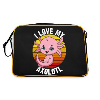 I love my axolotl in retro - Retro Bag - black/gold - Back
