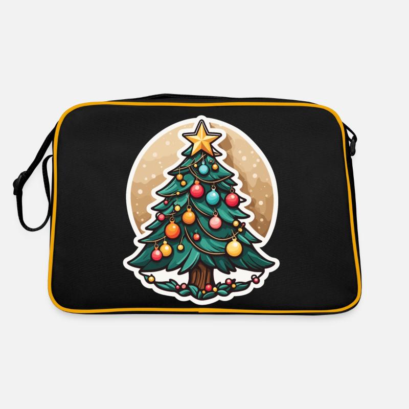 Christmas Tree Drawing Christmas Retro Bag