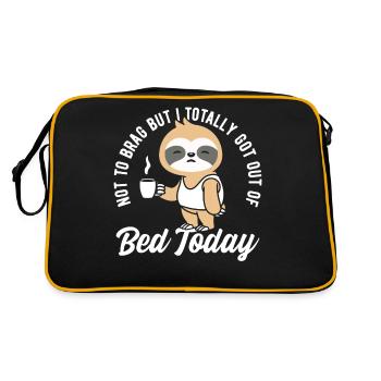 Nicht Zu Prahlen, Süßer Faultier-T-Shirt - Retro Tasche - Schwarz/Gold - Hinten