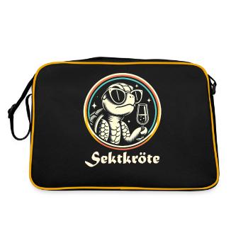 Sekt Schildkröte - Retro Tasche - Schwarz/Gold - Hinten