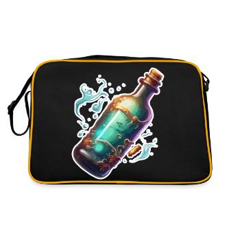 Magische Flasche / Korken / Wasser / Comic - Retro Tasche - Schwarz/Gold - Hinten