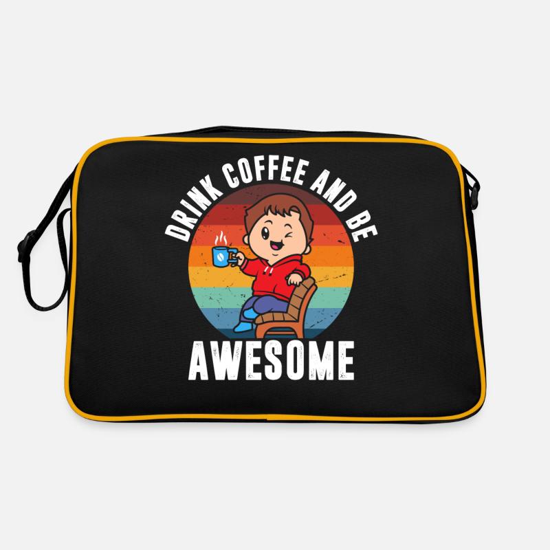 Kaffee Trinken Und Großartig Sein - Retro Tasche - Schwarz/Gold