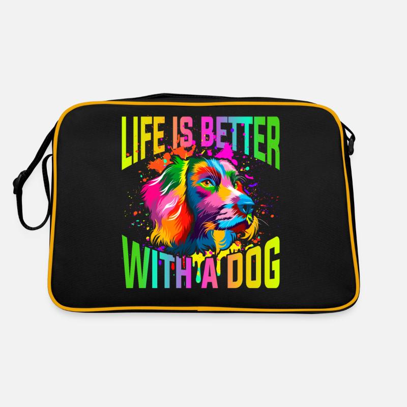Das Leben Ist Besser Mit Einem Hund Retro Tasche