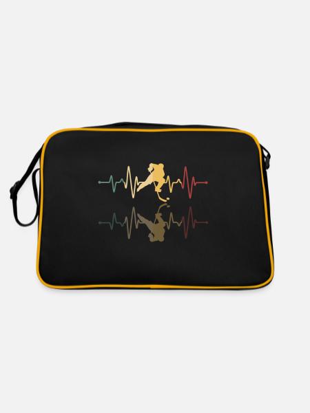 Eishockey Herzschlag - Retro Tasche - Schwarz/Gold