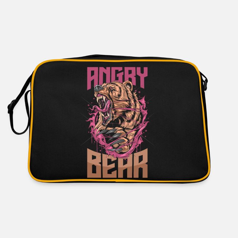 Wütender Bär Retro Tasche