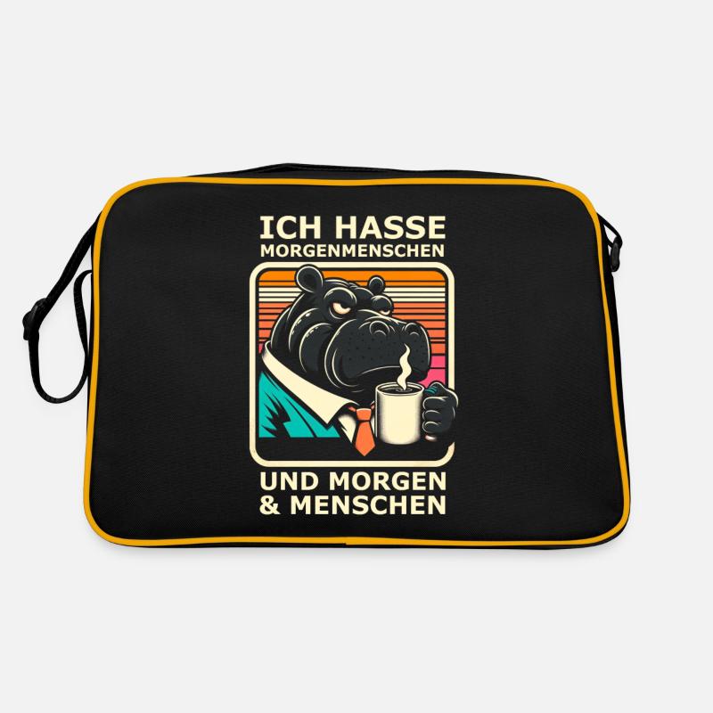 Ich hasse Morgenmenschen Nilpferd Retro Tasche