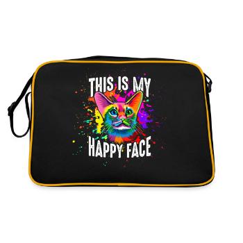Das ist mein glückliches Gesicht - Retro Tasche - Schwarz/Gold - Hinten