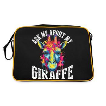 Frage mich nach meiner Giraffe - Retro Tasche - Schwarz/Gold - Hinten