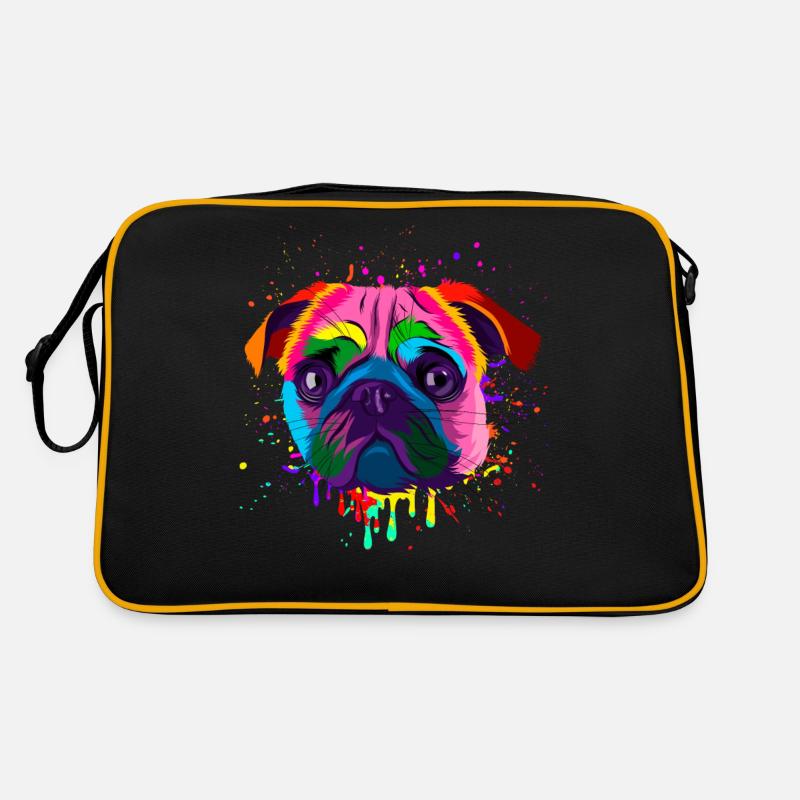Tête de carlin colorée Sac Retro