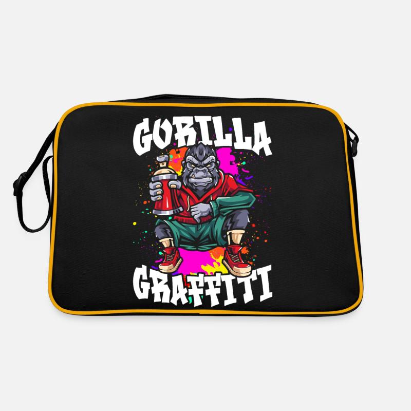 Gorilla-Graffiti - Retro Tasche - Schwarz/Gold
