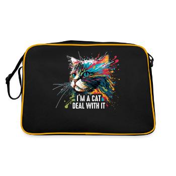 Ich bin eine Katze. Deal with it - Retro Tasche - Schwarz/Gold - Hinten