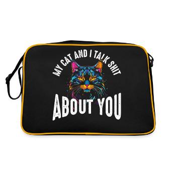 Meine Katze und ich reden Schmuh über dich - Retro Tasche - Schwarz/Gold - Hinten