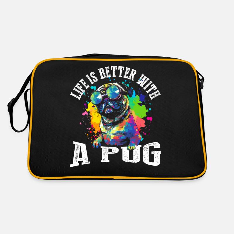 Das Leben ist besser mit einem Mops Retro Tasche